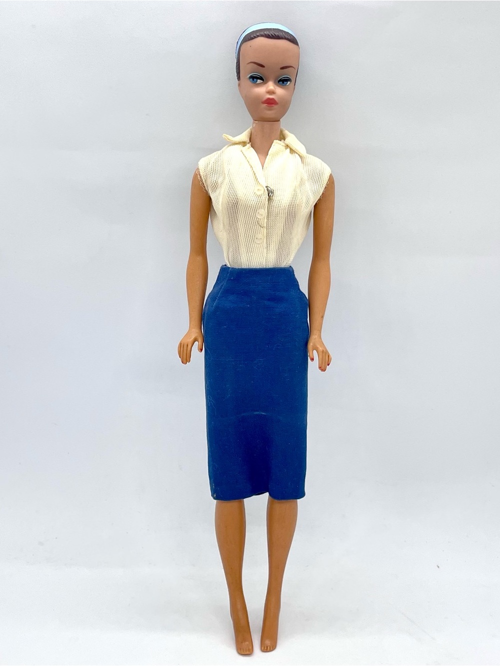 Vintage 1963 Fashion Queen Barbie Doll Mattel Molded Brown Hair Japan, 2 Outfits